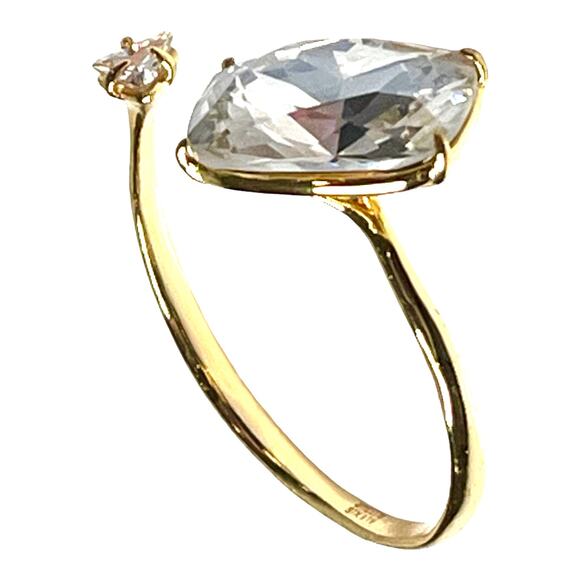 VTG Alexis Bittar Liquid Gold BRACELET Large CZ Stone Open Cuff 6.5"-7.5" Adjust - Picture 3 of 8